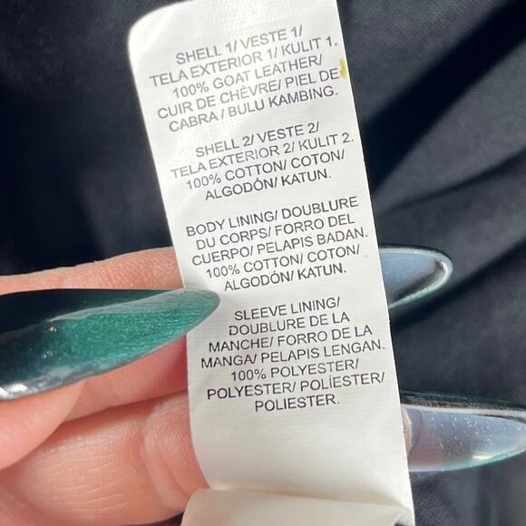 Lucky Brand Womens Black Goat Leather Moto Jacket Mixed Media Sm Cotton - Picture 9 of 14